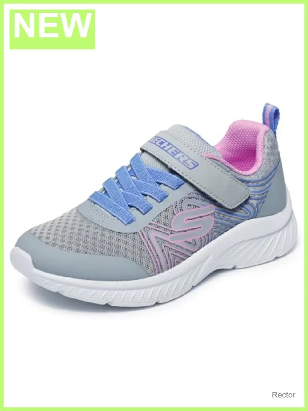 Girls Lightweight Sneakers Stretch Lace Hook & Loop Athletic Shoes